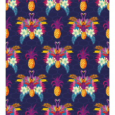 Vivid Flowers Pineapples Duvet Cover Set
