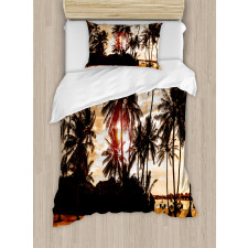 Ocean Sea Love Palms Duvet Cover Set