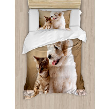 Kitten and Dog Friends Duvet Cover Set