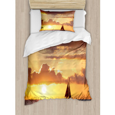 Boat in Sewith Sunset Duvet Cover Set