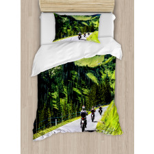 Bike Riders on Mountain Duvet Cover Set