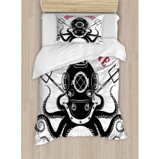 Octopus and Diver Duvet Cover Set