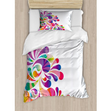 Curvy Floral Design Duvet Cover Set