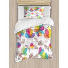 Colored Blooming Flowers Duvet Cover Set