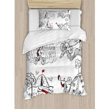 Sketchy Cyclist Duvet Cover Set