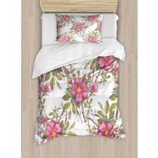 Dog Rose Garden Floral Duvet Cover Set