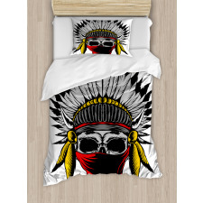Skull with Feathers Veil Duvet Cover Set