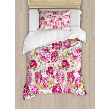 Peonies and Leaf Floral Duvet Cover Set