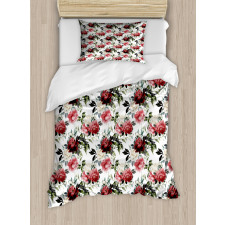 Flower Roses Buds Duvet Cover Set