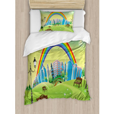 Rainbow Beams Flowers Duvet Cover Set