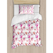 Watercolor Spring Blooms Duvet Cover Set