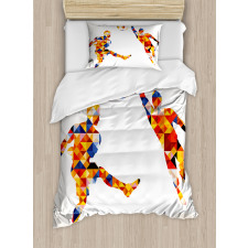 Colorful Footballers Duvet Cover Set