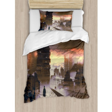 Sci-Fi Empty City Robot Duvet Cover Set