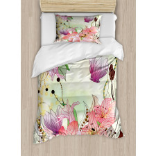 Abstract Flowers Buds Duvet Cover Set