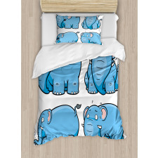 Cartoon Elephants Duvet Cover Set