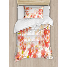 Vibrant Sakura Flowers Duvet Cover Set