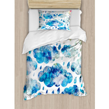 Clouds Raindrops Duvet Cover Set