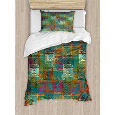 Grunge Folk Rainbow Duvet Cover Set