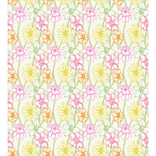 Colorful Flowers Sketchy Duvet Cover Set