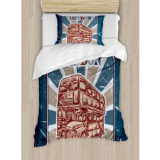 English Bus Grunge Art Duvet Cover Set