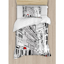 Ink Cityscape Street View Duvet Cover Set