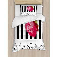 Red Rose on the Piano Duvet Cover Set