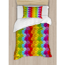 Rainbow Colored Flowers Duvet Cover Set