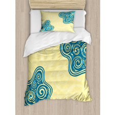 Vintage Floral Spiral Duvet Cover Set