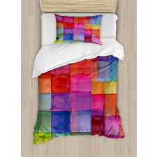 Rainbow Colors Squares Duvet Cover Set