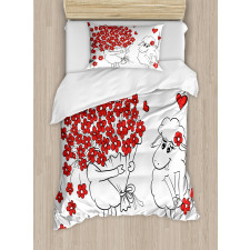 Lover Goats Hearts Duvet Cover Set