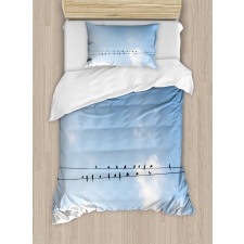 Swallows on Power Cord Duvet Cover Set