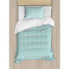 Curvy Lines Bubbles Sea Duvet Cover Set