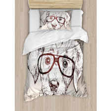 Hipster Puppy Glasses Duvet Cover Set