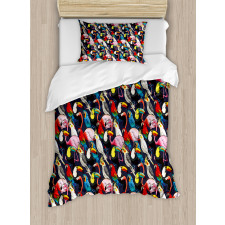 Colorful Exotic Birds Duvet Cover Set