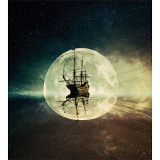 Old Ship Sea Moonlight Duvet Cover Set