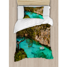 Yacht on Sea Scenic View Duvet Cover Set