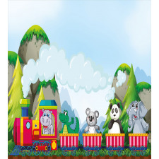 Cartoon Animals on Train Duvet Cover Set