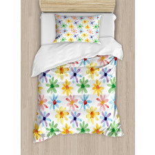 Watercolor Flowers Art Duvet Cover Set