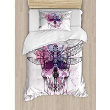 Skull Dragonfly Grunge Duvet Cover Set