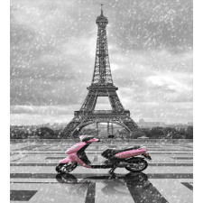 Paris Scene Moped Duvet Cover Set