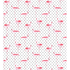 Flamingo Birds Polka Dots Duvet Cover Set