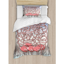 Flamingos Maze Game Joy Duvet Cover Set