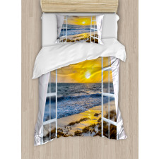 Open Window Sunrise Sea Duvet Cover Set