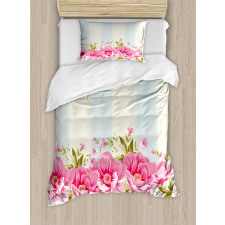 Pink Peony Border Tile Duvet Cover Set