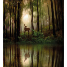 Baby Deer Foggy Lake Duvet Cover Set