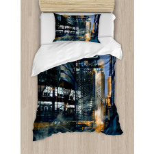 Cyberpunk Cityscape Duvet Cover Set