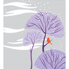 Purple Trees Snow Bird Duvet Cover Set