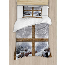 Rustic Snowy Woodsy Frame Duvet Cover Set