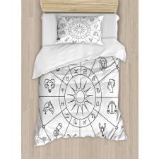 Sketchy Zodiac Circle Duvet Cover Set