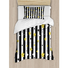 Vertical Lines Stars Duvet Cover Set